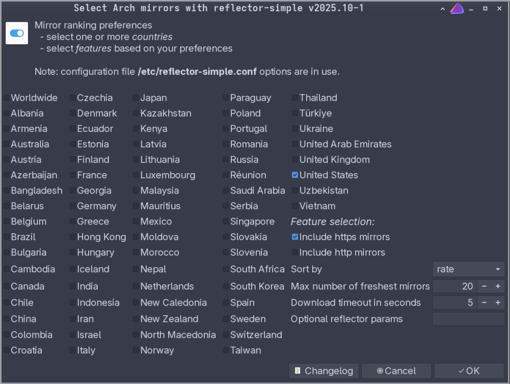 reflector-simple graphical tool showing options such as mirror location and ranking priority.